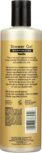Vista 2 de ShiKai Gel de ducha hidratante diario (vainilla, 12 onzas) Con aloe vera hidratante y avena Gel de baño perfumado para aliviar la piel seca