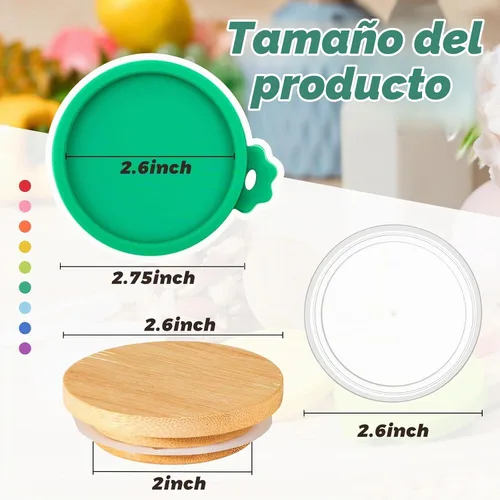 Vista 2 de Mumufy 27 tapas para tarros de yogur compatibles con plástico de madera