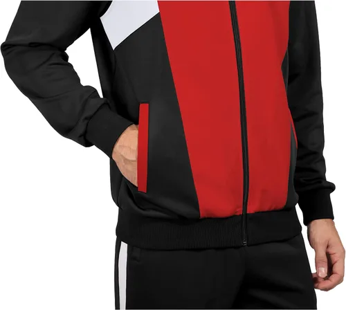 Vista 3 de Conjunto deportivo casual de 2 piezas para hombre, conjunto deportivo con cremallera completa, trajes deportivos para correr y trotar para hombre