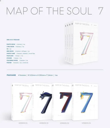 Vista 4 de Bighit BTS Bangtan Boys - MAPA del alma: 7 [3 ver] Álbum+Póster Oficial Plegado+Tarjeta fotográfica extra+Máscara de ídolo KPOP (3 ver)