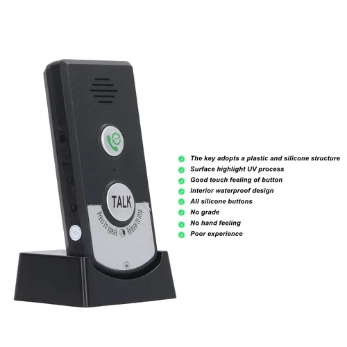 Vista 6 de Intercomunicador de voz de 2 vías Super largo alcance inalámbrico timbre timbre unidad con intercomunicador, impermeable, rango de 3,280.8 ft