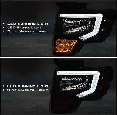 Vista 3 de PIT66 Conjunto de faros delanteros LED compatible con Ford F150 2009 2010 2011 2012 2013 2014, lente transparente para conductor y pasajero, carcasa