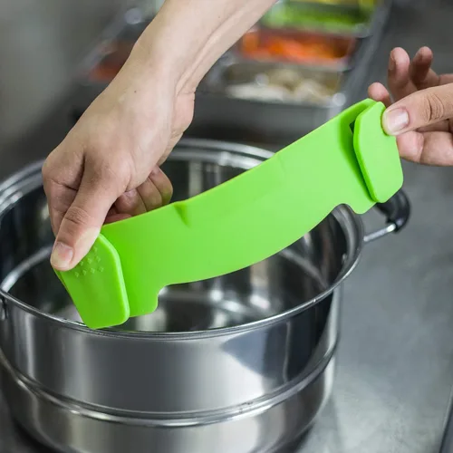 Vista 6 de AUOON - Colador con clip para todas las ollas, colador de silicona para pasta, colador de cocina para drenar fideos, grasa de carne molida