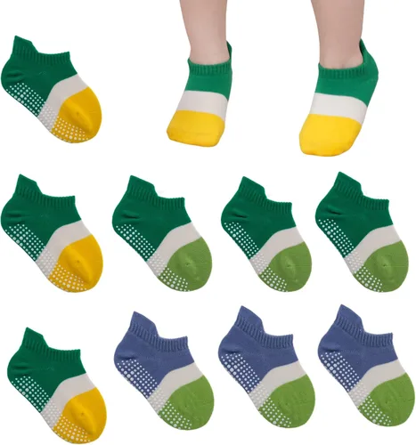 Vista 11 de J Poqobog Calcetines tobilleros antideslizantes para bebés, niños y niñas con suela antideslizante