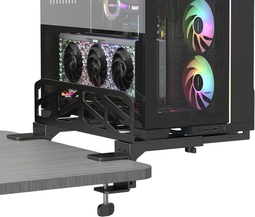 Vista 10 de Pholiten Soporte de Montaje Ajustable para Mini PC de Cliente Delgado, Soporte para Computadora CPU VESA Bajo Escritorio y Brazo de Monitor