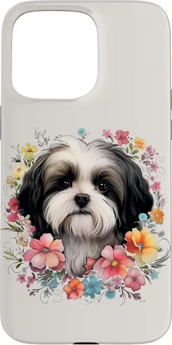 Vista 31 de Shih Tzu Mom Floral Dog Lover Vintage Flowers Cute Case for iPhone 17