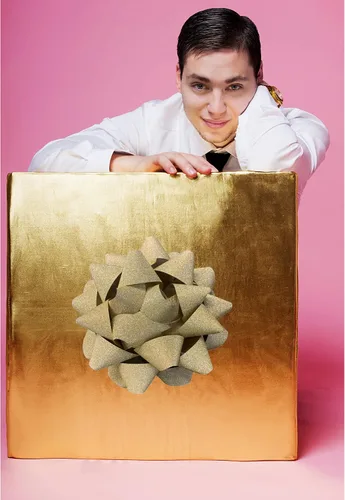 Vista 8 de Lazo de regalo brillante con purpurina dorada de 8 pulgadas, lazo gigante autoadhesivo para envolver regalos con facilidad, elegancia para despegar
