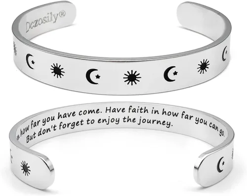 Vista 160 de Pulseras inspiradoras para mujer, joyería de acero inoxidable, con refranes, pulsera motivacional con mensaje oculto, pulseras grabadas para mejor
