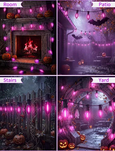 Vista 7 de 25 Pack C7 E12 Purple LED Replacement Bulbs for Outdoor String Lights Bombilla esmerilada
