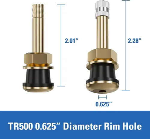 Vista 3 de CKAuto TR500 Vástagos de Válvula de Neumático, Vástagos de Válvula de Metal de 2.01'', Vástago de Válvula de Neumático de Latón de Inserción