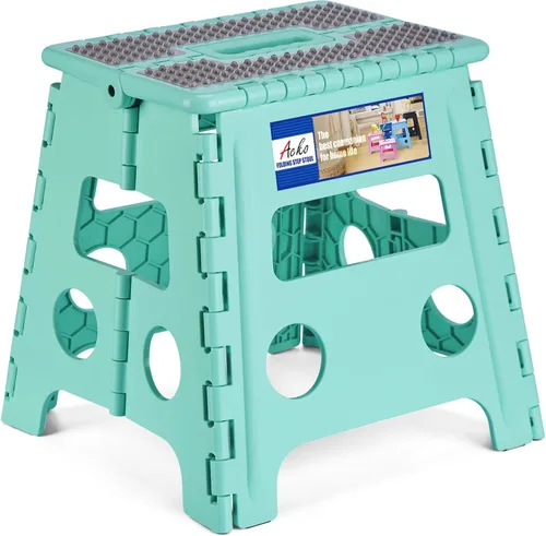 Vista 30 de ACKO Taburete plegable de 13 pulgadas, soporta 300 libras para adultos y Bicolor Verde