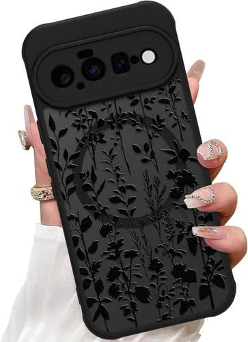 Vista 13 de ZIYE Funda magnética para Google Pixel 9 Pro XL de 6.8 pulgadas [compatible con MagSafe] funda de policarbonato duro y TPU suave con flor de cerezo