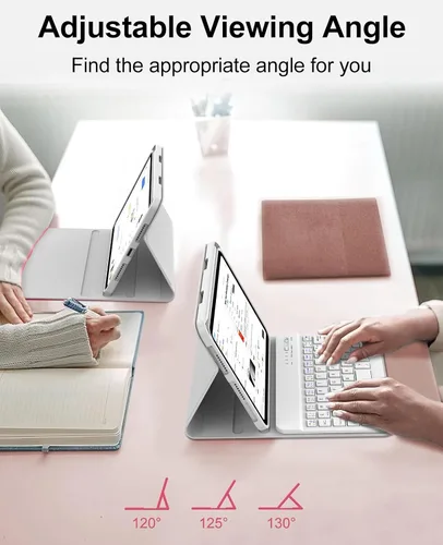 Vista 3 de Funda de teclado para iPad mini 5/4/3/2/1 de 7.9 pulgadas, teclado inalámbrico magnéticamente desmontable, funda protectora delgada con cubierta Gris