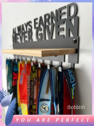 Vista 9 de iBobbish Premium Trophy and Medal Display Shelf,Metal Trophy Shelf with Hooks Upgraded,Trophy Display,Sturdy Trophy Shelf with Hooks for Medals in