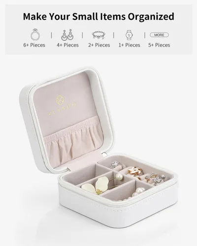 Vista 4 de Caja de joyas portátil, pequeña, para viaje, de Vlando