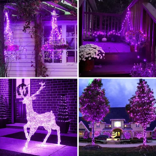 Vista 9 de JMEXSUSS 100 luces solares LED de Halloween al aire libre/250 LED púrpura luces de cadena de Halloween