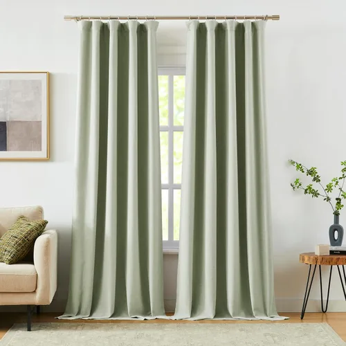 Vista 10 de Vision Home Cortinas Completamente Opacas de Lino Azul Niebla de 84 Pulgadas de Largo para Dormitorio y Sala de Estar, Paneles de Ventana Niebla Azul