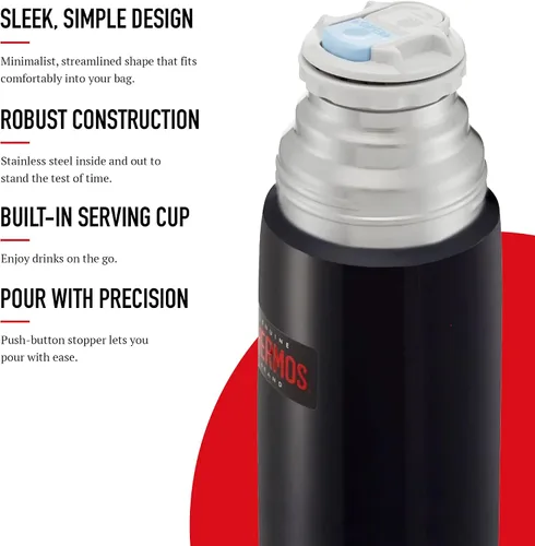 Vista 5 de Thermos Frasco ligero y compacto, acero inoxidable, azul medianoche, 11.8 fl oz