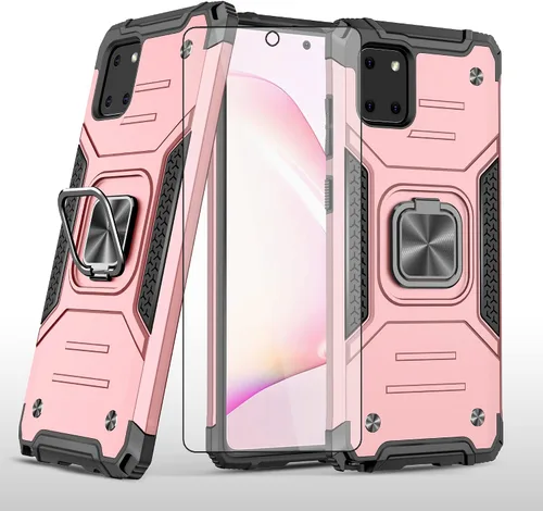 Vista 10 de Asuwish Funda para teléfono Samsung Galaxy Note 10 Lite con protector de pantalla de vidrio templado y soporte de anillo delgado híbrido protector