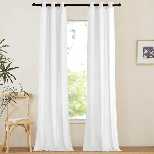 Vista 104 de NICETOWN - Cortinas de lino angora para ventana de cocina sobre el fregadero, con ojales, lino grueso angora, tratamientos cortos para ventanas