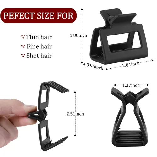 Vista 2 de Pinzas pequeñas para el cabello para mujeres y niñas, pinzas rectangulares medianas de 2 pulgadas para cabello fino/fino, mandíbula mate de sujeción