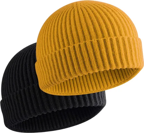Vista 27 de vidsel Gorro Corto de Pescador para Hombres y Mujeres, Gorro de Lana Tejida con Puño Estilo Moderno de Arrastrero, Gorros Cálidos de Invierno