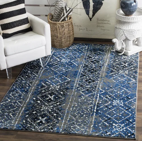 Vista 40 de SAFAVIEH Alfombra de área 8x10 - Colección Adirondack - Grande - Negro y plateado, diseño marroquí bohemio, no suelta pelusa y fácil de limpiar