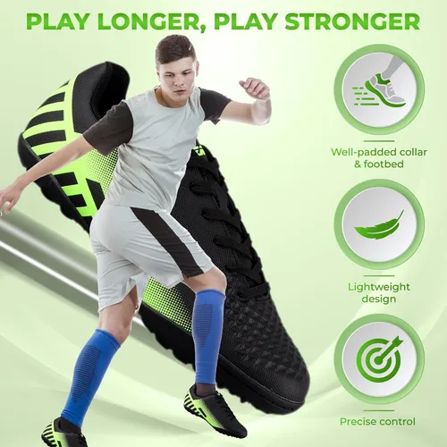 Vista 3 de Vizari Santos Turf - Zapatos de fútbol para adolescentes y adultos Zapatos de fútbol ligeros con parte superior sintética de doble color Zapatos