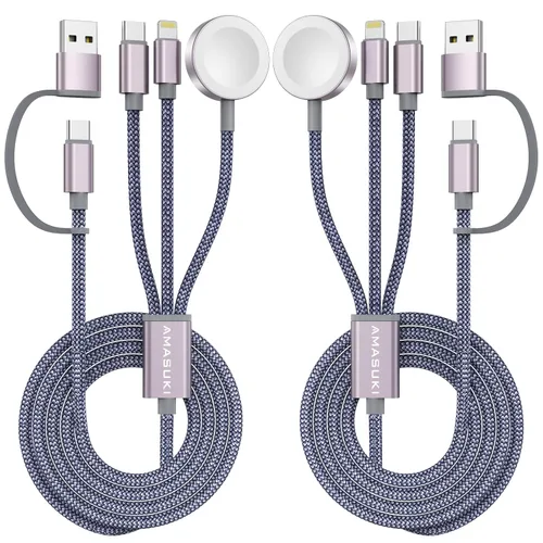 Vista 27 de Esenciales de viaje para Apple Watch, esenciales para acampar en cruceros, cable de carga múltiple, puertos de carga 3 en 2 para iWatch Series Negro