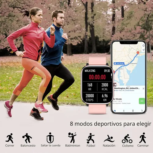 Vista 4 de Reloj inteligente para mujer, monitor de llamadas, monitor de actividad física, frecuencia cardíaca y sueño, pantalla táctil de 1.69 pulgadas