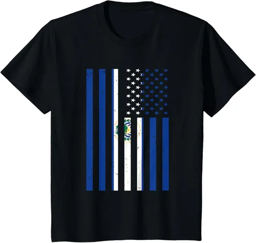 Vista 34 de El Salvador Shirt - El Salvador USA America Flag Men Women T-Shirt