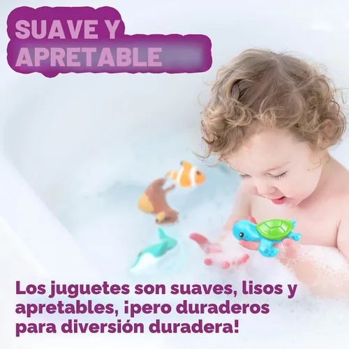 Vista 5 de Tub Works® Juguetes de baño Marine™ sin moho, paquete de 6 Diseño de juguetes de baño sellados y sin agujeros que mantiene la humedad fuera