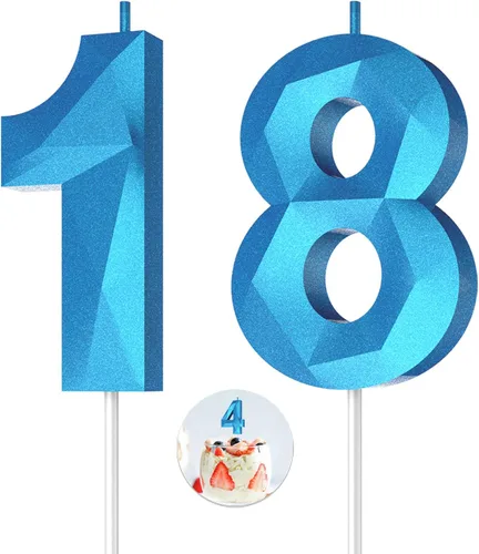 Vista 145 de Velas de cumpleaños con números (0 velas negras), forma de diamante 3D, decoración de pastel de feliz cumpleaños para niños y hombres, cumpleaños