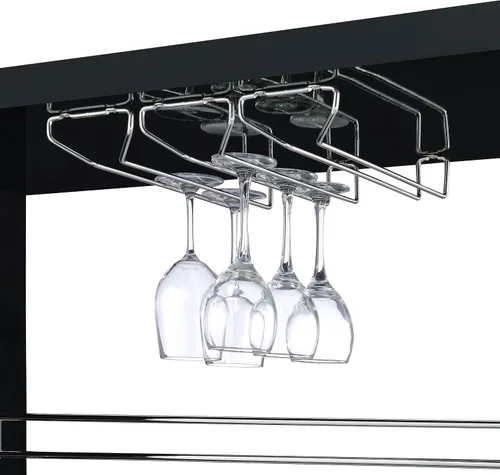 Vista 8 de Coaster Home Furnishings Prescott - Mesa rectangular para vino con estantes de vidrio templado transparente y estantes para copas - Comedor y bar
