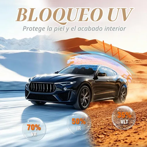 Vista 2 de Película de tinte para ventanas de coche, 20% VLT, 30" de ancho x 15' de largo, película de ventana de cerámica, bloquea el 99% de los rayos UV e