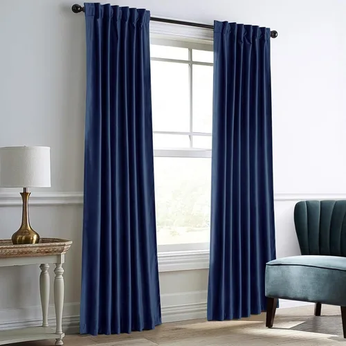 Vista 12 de Dreaming Casa Cortinas de Terciopelo Negro Oscurecedoras para Sala de Estar con Aislamiento Térmico Bolsillo para Varilla Pestaña Trasera Cortina