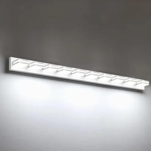 Vista 30 de IZORRO Luces LED modernas para baño (8 luces, regulables), iluminación de pared acrílica blanca mate, luces de tocador para baño sobre espejo, 6000
