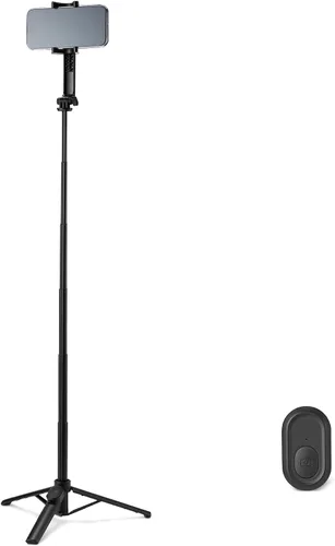 Vista 9 de Amazon Basics Trípode portátil y flexible con control remoto inalámbrico y abrazadera para teléfono inteligente, 10 pulgadas de largo, color negro