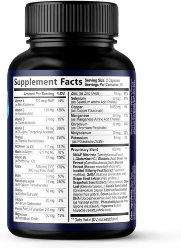 Vista 9 de Píldoras de suplemento de memoria cerebral, nootrópicos de fuerza 3X para concentración, claridad y apoyo de enfoque, salud cerebral, vitaminas