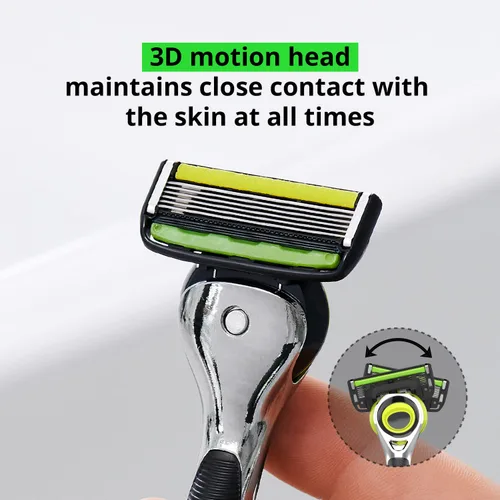 Vista 2 de Dorco Sistema de maquinilla de afeitar Pace 6 Pro 3D Motion - 1 mango + juego de 9 cartuchos