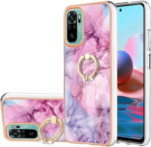 Vista 11 de XYX Funda compatible con Xiaomi Redmi Note 10s, TPU mármol a prueba de golpes, delgada, de cuerpo completo, funda protectora para teléfono con Azul