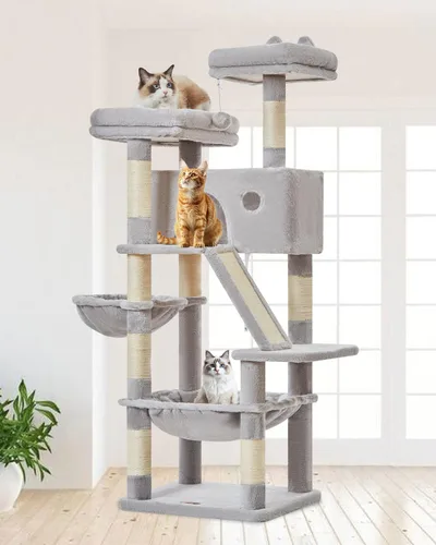 Vista 86 de Taoqimiao Árbol para gatos de 57.5 pulgadas, torre para gatos de interior para adultos, condominio extragrande para gatos, 8 postes rascadores