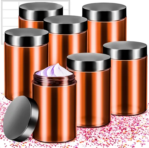 Vista 25 de Paquete de 15 tarros de plástico redondos transparentes de 1 onza con tapas, frascos pequeños para cosméticos de 1 fl oz, recipientes de maquillaje