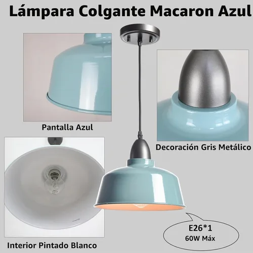 Vista 5 de Luces Colgantes Azules de Granja Moderna para Isla de Cocina Macarons Cúpula Lámpara Colgante para Hogar Bar Encimera Cantina Comedor Dormitorio
