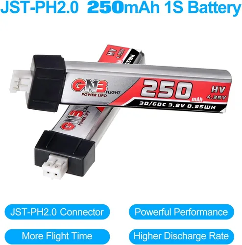 Vista 4 de 6pcs 250mAh 1S Batería 3.8V LiHV 30C/60C JST-PH2.0 Conector LiPo Batería para Emax Tinyhawk, Mobula7 FPV Racing Drone
