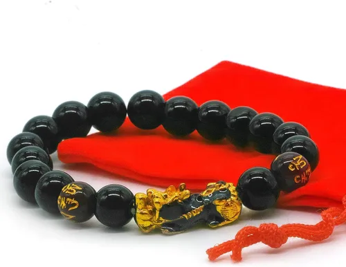 Vista 2 de Pulseras tradicionales Feng Shui Pixiu de la buena suerte para hombres y mujeres. Pulsera de piedras preciosas naturales de curación de energía