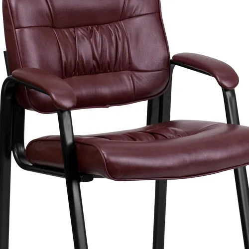 Vista 6 de EMMA + OLIVER Silla de recepción ejecutiva LeatherSoft Borgoña con marco de metal negro Marco Leathersoft burdeos/negro