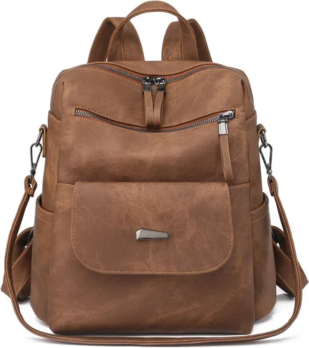 Vista 8 de Mochila para mujer, mochila de piel sintética, mochila antirrobo, mochila antirrobo de viaje, multiusos, ligera, impermeable, convertible, bolsa