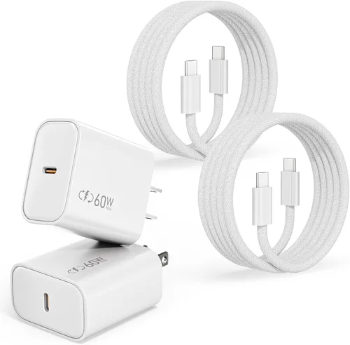 Vista 9 de Cargador de carga rápida para iPhone 17, 16, 15, paquete de 2 cables de carga rápida USB C a C de 10 pies, cable de carga rápida de 20 W, bloque