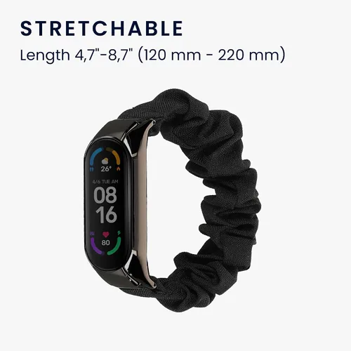 Vista 4 de kwmobile Correa de reloj compatible con Xiaomi Mi Smart Band 6 / Mi Band 6 / Band 5 – Correa de reloj de banda elástica negra